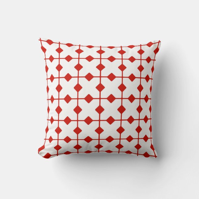 Coussin Géométrique moderne, Diamants - rouge foncé et bla (Recto)
