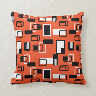 Coussin Géométrique moderne du milieu du siècle Orange 