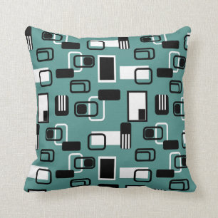 Coussin Géométrique moderne du milieu du siècle Turquoi