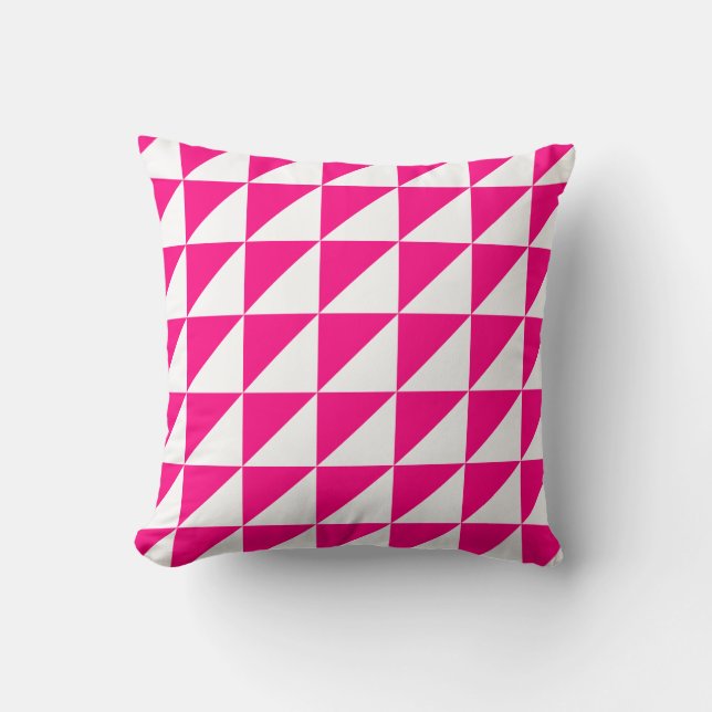 Coussin géométrique moderne en rose chaud (Recto)