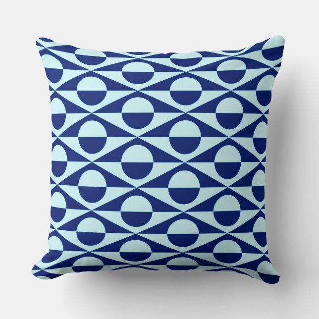 Coussin Géométrique moderne, indigo et bleu-clair (Recto)