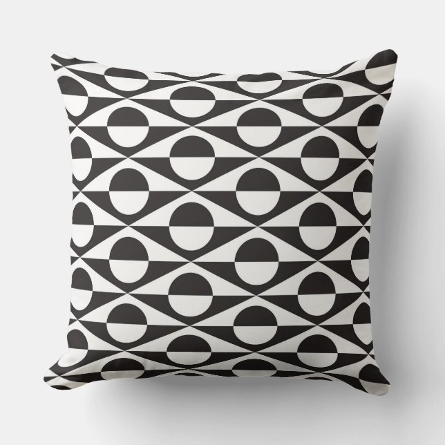 Coussin Géométrique moderne, noir et blanc (Recto)