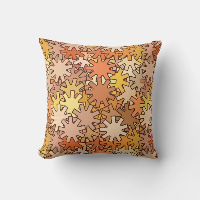 Coussin Géométrique moderne, Or de moutarde et Brown (Recto)