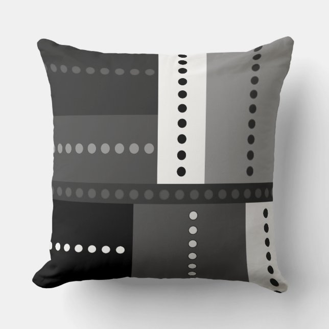 Coussin Géométrique noire, blanche et grise (Recto)