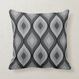 Coussin Géométrique ovale  noir gris