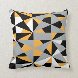 Coussin Géométrique Rétro Funky Mustard Jaune Blanc Noir