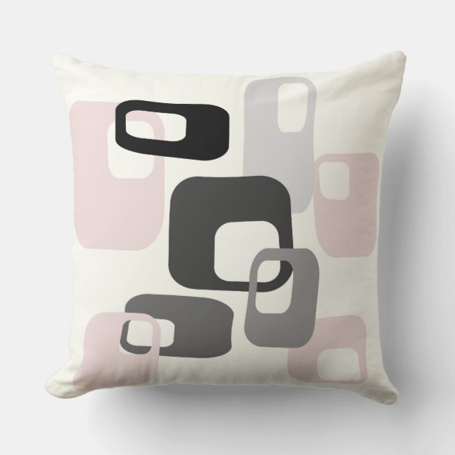 Coussin Géométrique rétro rose et gris (Recto)