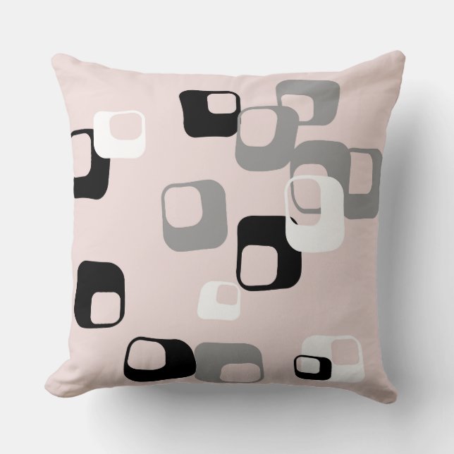 Coussin Géométrique rétro rose et gris (Recto)