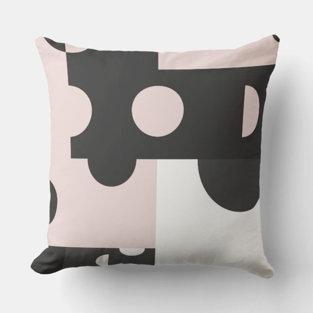 Coussin Géométrique rose et gris (Recto)