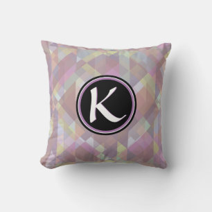 Coussin Géométrique rose et violet avec monogramme personn