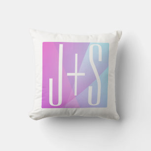 Coussin Géométrique Rose & Violet Cool Initiales de Coup