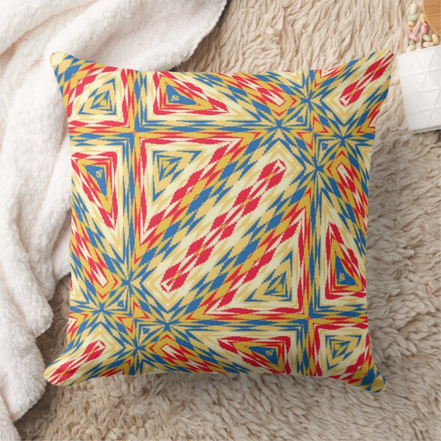 Coussin Géométrique rouge, jaune et bleu (Couverture)
