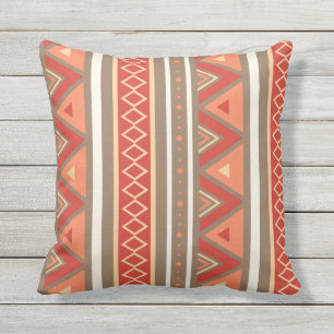Coussin Géométrique, Taupe et orange du sud-ouest modern