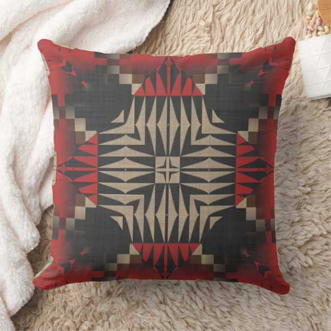 Coussin Géométrique texturée rouge et noire (Couverture)
