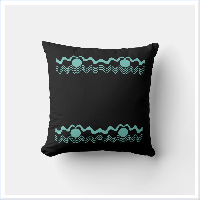 Coussin Géométrique tribal turquoise bleu et noir (Créateur téléchargé)