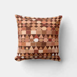 Coussin Géométrique Tribale moderne, Chocolat Brown et Tan
