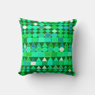 Coussin Géométrique Tribale moderne, vert émeraude et Aqua
