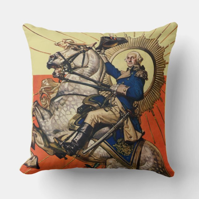 Coussin George Washington à cheval (Recto)