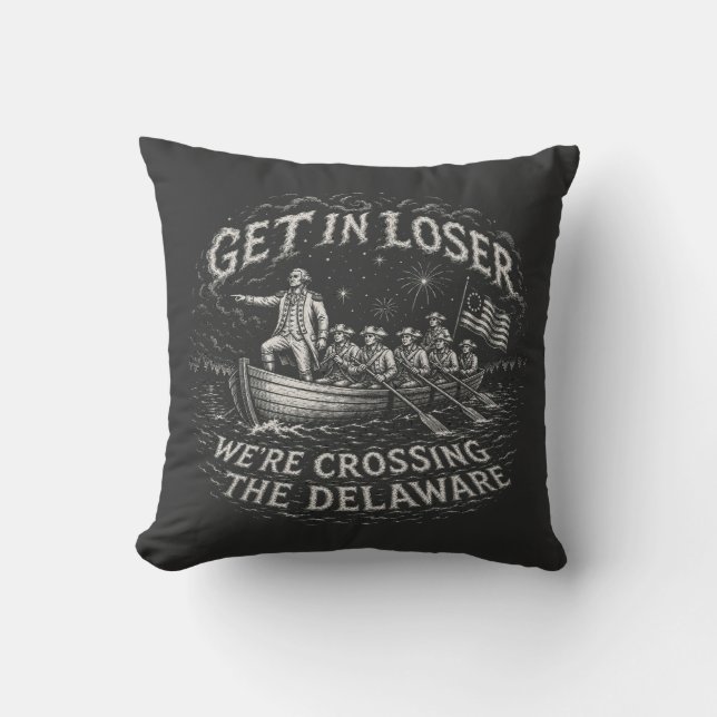 Coussin George Washington Delaware Mème Parodie d'Art (Recto)