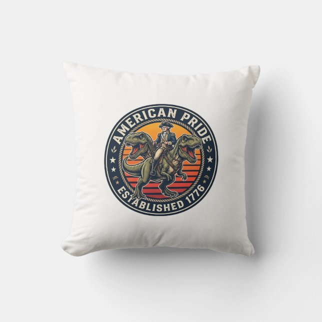 Coussin George Washington patriote chevauchant le T-rex am (Recto)