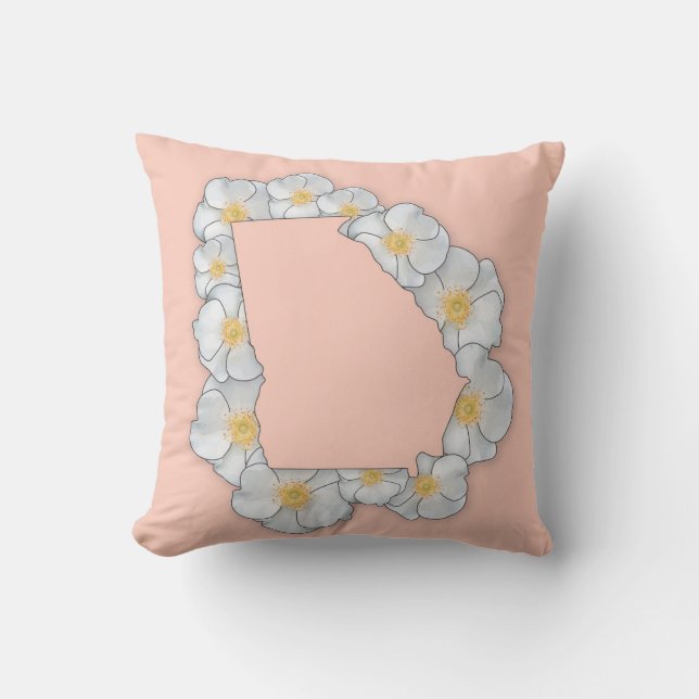 Coussin Georgia State Flower - Cherokee Rose (Recto)