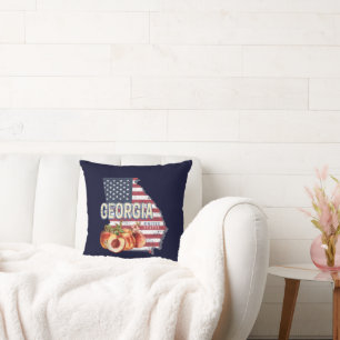 Coussin Géorgie États-Unis Retro State Carte Vintage USA