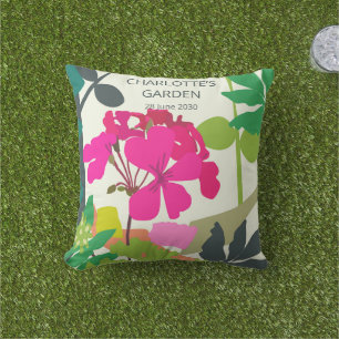 Coussin Geraniums fleuris Garden Party
