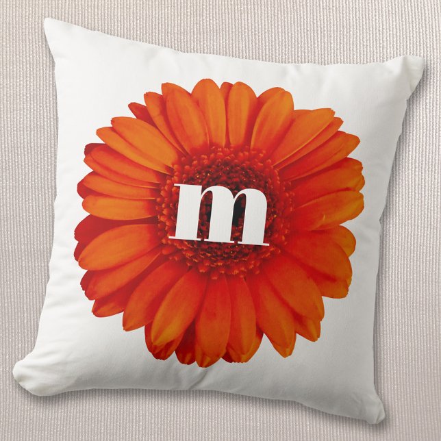 Coussin Gerbera Daisy Monogramme initial (Créateur téléchargé)