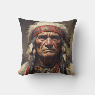 Coussin Geronimo Portrait du chef guerrier indien
