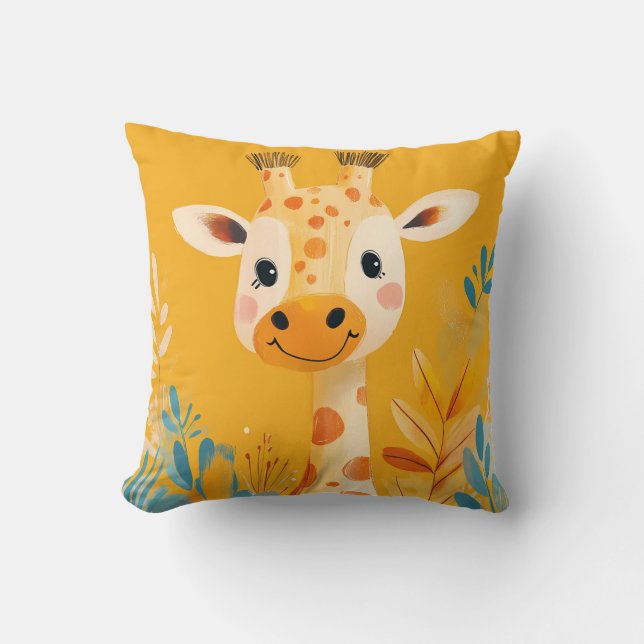 Coussin GGIraffe Enfants Illustration Safari Thème (Recto)