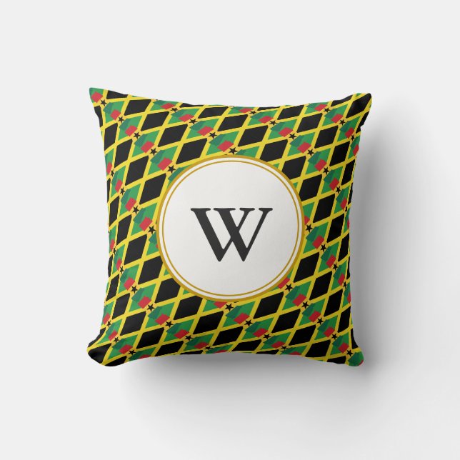 Coussin GHANA JAMAÏQUE Double Héritage Monogramme Bénie (Recto)