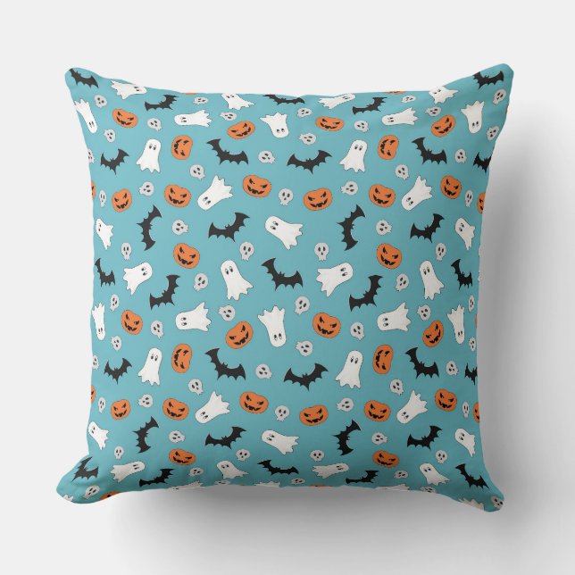 Coussin Ghost, Citrouille, Crâne, Bats (Recto)