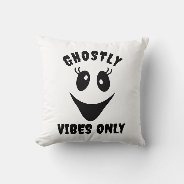 Coussin Ghost Face Ghostly Vibes Only Custom Halloween (Recto)