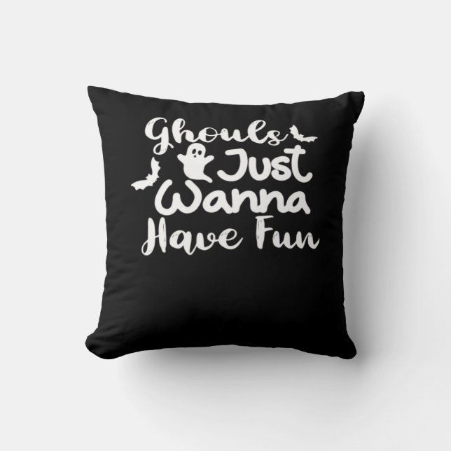 Coussin Ghouls veut juste s'amuser Halloween style Sloth (Recto)