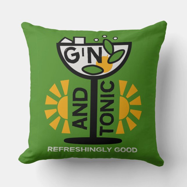 Coussin Gin vintage Et Art Tonique (Recto)