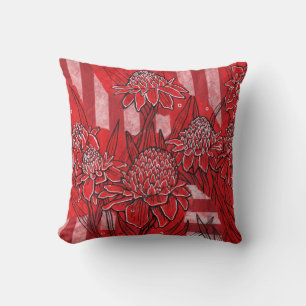 Coussin Gingembre de flamme Lily, fleurs rouges Art tropic