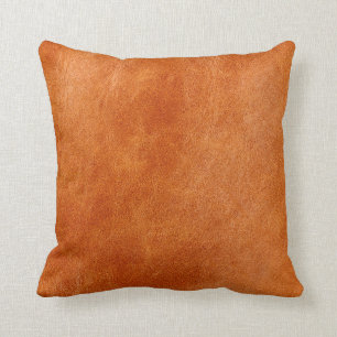 Coussin Gingembre rustique lisse cuir naturel