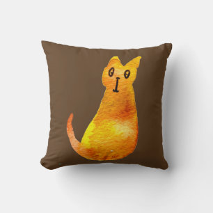 Coussin Ginger cat mignon aquarelle illustration art