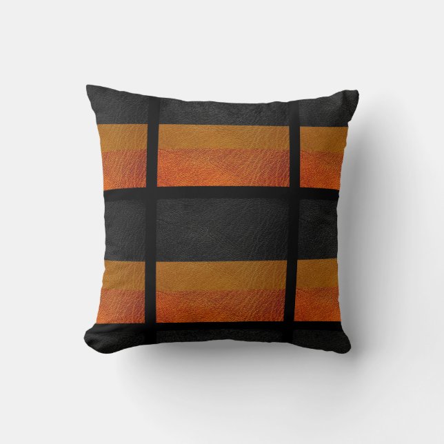 Coussin Ginger et cuir noir  (Recto)
