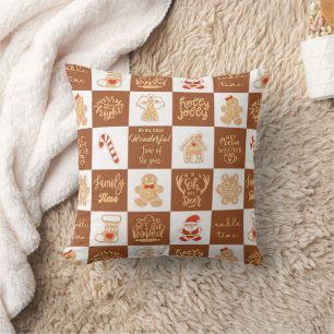 Coussin Gingerbread Cookies À damiers Motif