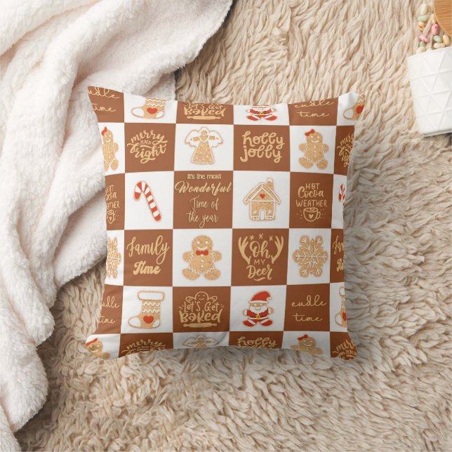 Coussin Gingerbread Cookies À damiers Motif (Couverture)