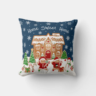 Coussin Gingerbread House Christmas Throw Pillow
