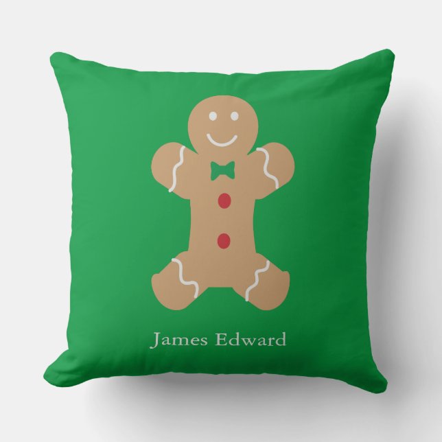 Coussin Gingerbread Man Cookie avec nom personnalisé (Recto)