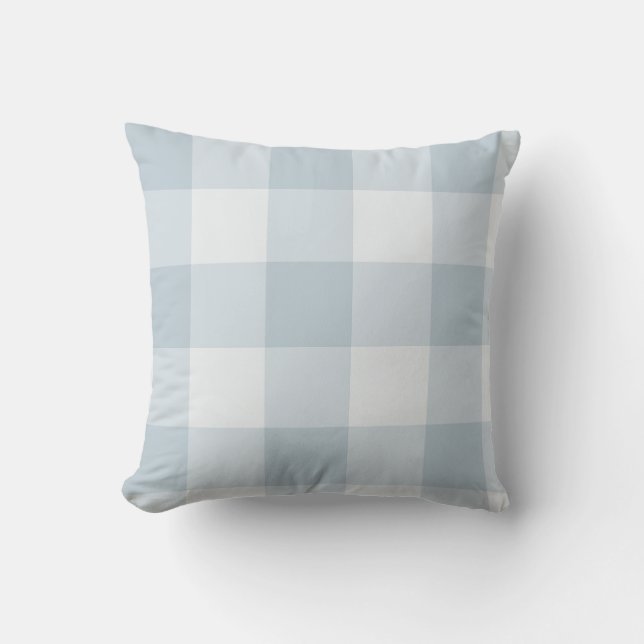 Coussin Gingham à carreaux larges bleu poudre (Recto)