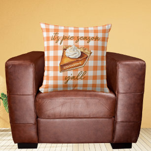 Coussin Gingham à carreaux personnalisé de tarte à la citr