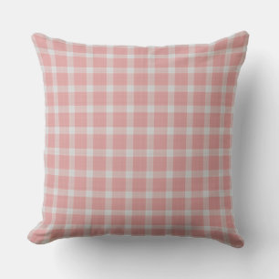Coussin Gingham à carreaux rose à marguerite