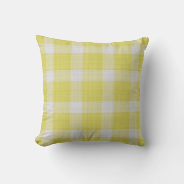 Coussin Gingham à motif à carreaux jaune vif (Recto)