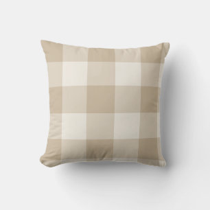 Coussin Gingham carreaux de bœuf beige naturel grand