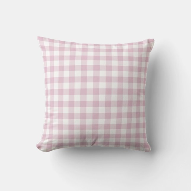 Coussin Gingham Lilas à Carreaux Tissu Doux de Cottage (Recto)