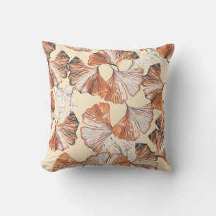 Coussin Gingko avec des fruits sans couture motif. Aquarel